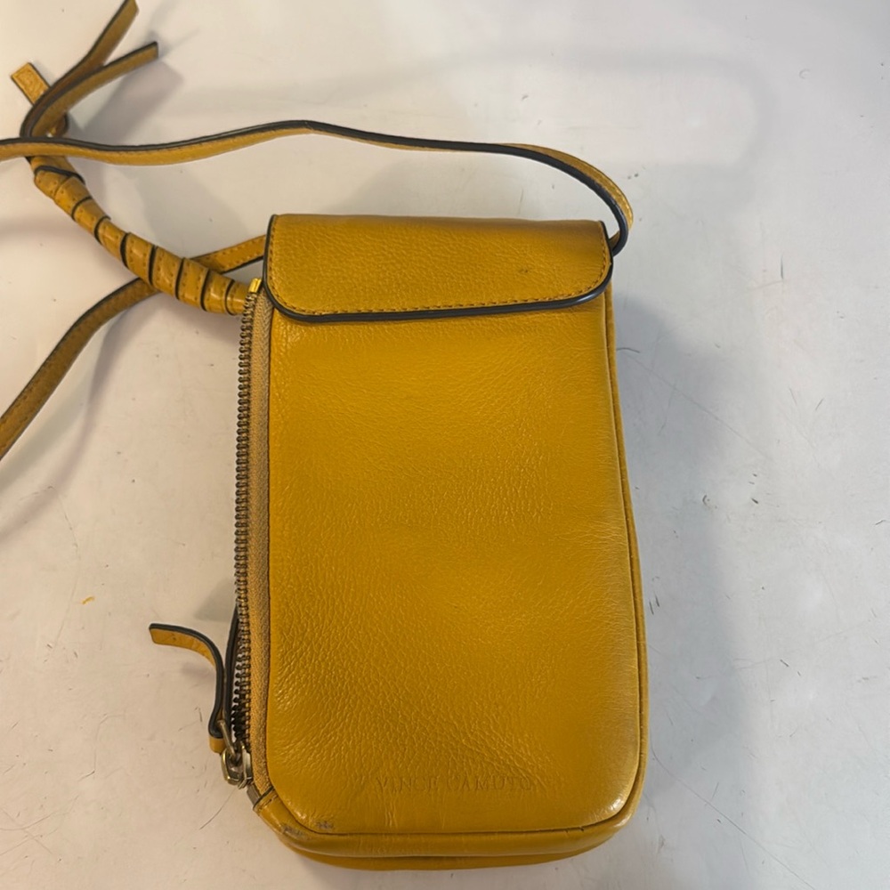 Vince Camino crossbody leather yellow/mustard color bag. Size= 71/2 L by 4W